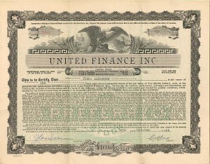 United Finance Inc. - Stock Certificate